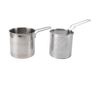 Freidora, sartén de acero inoxidable 304, mini freidora de acero inoxidable con canasta colador y mango, freidora para freír pescado, camarones y pollo
