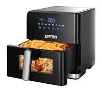 Freidora sin Aceite con Ventana de Visualización, 7,5L Freidora de Aire Caliente, Air Fryer con Regulación de Temperatura y Tiempo, 8 Programas, Control Táctil, 1700W, Negro