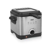 Princess 182612 Freidora eléctrica, termostato regulable con temperatura máxima de 190ºC, volumen de 1,5 L, 400 g de patatas fritas, tapa con gran ventana de visión, filtro para olores, 1000 W
