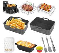 Freidoras de aire caliente Accesorios para Ninja Foodi Max Dual Zone AF300EU AF400EU, COSORI 8.5L Dual Zone Freidora de Aire Caliente, Libre de BPA, Airfryer Molde de Silicona Accesorios - Gris