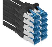 freiwerk 0,25 M - Cable de red CAT-6a, Ethernet, LAN & Patch Cable RJ-45 SFTP 10 GB/s - 10 unidades, color negro
