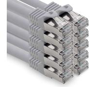 freiwerk Cable LAN 1,5m Cat7 Gris 10x Cable de red Ethernet RJ45 10 Gbit/s SFTP Cable de conexión para Router Módem Switch PC Laptop Consola de juegos