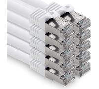 freiwerk Cable LAN de 0,5 m Cat7, color blanco, 10 x cables de red Ethernet RJ45 10 Gbps SFTP para router, módem, conmutador, PC, portátil, consola de juegos