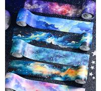 Frekyar Juego de 6 rollos de cinta adhesiva con temática de estrella, para álbumes de recortes, pegatinas para diario basura, diario, diario, manualidades, pintura, funda para teléfono (estrellas)