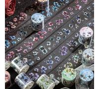 Frekyar Juego de 6 rollos de cinta adhesiva de PET, diseño de flores, accesorios para diario basura, diario de balas, cuaderno, álbumes de recortes, manualidades, planificadores, calendarios (flores)