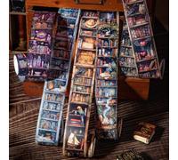 Frekyar Magic Scrapbook Tape Stickers,6 Rolls Reading PET Washi Tape for Journal,Junk Journal,Cups,Notebook,Planner,Calendar,DIY Craft(Magic Bookcase)