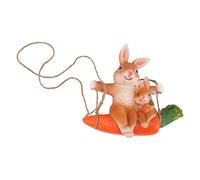 FRELEAN Brown Rabbit Carrot Swing Synthetic Garden Ornament | Weather Sturdy Outdoor Decor for Garden/Lawn/Backyard | Hand Painted Contemporary Home Decoration Present