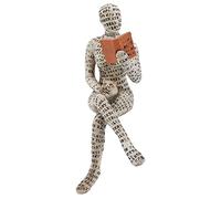 FRELEAN Composite Reading Woman Figurine | Hand Painted Bookshelf Decor for Living Room/Office Desk | Sturdy Pulp Molding Ornament for Home Decoration & Presenting (B)