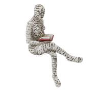 FRELEAN Composite Reading Woman Figurine | Hand Painted Bookshelf Decor for Living Room/Office Desk | Sturdy Pulp Molding Ornament for Home Decoration & Presenting (E)