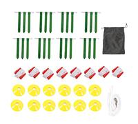 FRELEAN Flag Football Set Durable Safe Non Collision Sport Belts Flags Cones for Kids Teens Adults Indoor Outdoor Training Games PVC Ribbon White Belts 42 Flags 12 Cones (Red and Green)