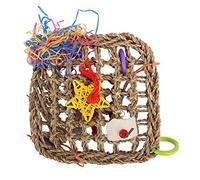FRELEAN Parrot Straw Climbing Net | Colorful Chewing Toy for Small & Medium Birds | Colgar Cage Accessory with Cuttlebone/Bite - Proof String | Sustainable Bird Enrichment