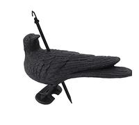 FRELEAN Realistic Crow Decoy for Garden & Seasonal Celebrations | Lifelike Plastic Raven Statue with Hanging Hook | All - Weather Outdoor Decor for Yard/Patio/Lawn | Bird Deterrent &