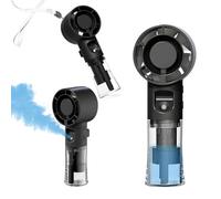 Frelisiy Ventilador de nebulización portátil, ventilador turbo de 4 velocidades con spray de niebla, tanque de agua de 55 ml, apagado automático, mini ventilador personal de mano para viajes, al aire