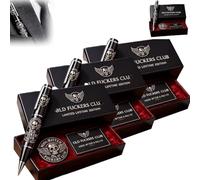 Frenaki Bolígrafo de edición limitada Old F*ckers Club, divertido bolígrafo de metal negro premium con tarjeta e insignia de Old Fuckers Club, bolígrafos de metal premium sin complejos (3pc)