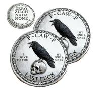 Frenaki Moneda F-Caw-F - Moneda Coleccionable novedosa para quienes se ríen de la Vida, ficha Conmemorativa de Metal de Doble Cara, Regalo de Broma único para Mujeres y Hombres (2Pcs)