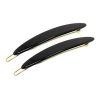 French Amie Juego de 2 pinzas de celulosa estrecha oblonga, tamaño pequeño, 2.5 pulgadas, para mujer, cierre de metal, hecho a mano, para niñas, accesorios para el cabello de París, agarre fuerte, antideslizante, a la moda, duradero y con estilo, fabricado en Francia (color negro macizo)