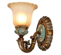 French Art Wall Sconce Lighting Mid Century Flower Glass Wall Light Fixture Antique Bronze Farmhouse Resin Wall Lamp E27 Vintage Hardwired Wall Sconces For Bedroom Bathroom Living