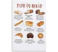 French Bakery Guide Canvas Wall Art Bread Variety Poster for Kitchen Dining Room Decor Gourmet Food Art Print Gift for Home Bakers(Framed,12x18inch(30x45cm))