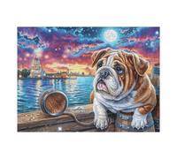 French Borde de Flores de Bulldog Puzzle 500 Piezas Educativo Construir Rompecabezas 3D para Familia Maquetas Educativas Desafío Intelectual Decoración Hogar 500 PCS