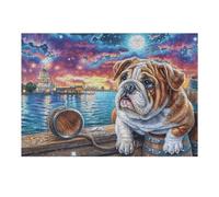 French Borde de Flores de Bulldog Puzzles 300 Piezas Juguete Educativo 3D Interactivo Rompecabezas Familiar para Toda La Familia Entretenimiento Creativo Decorativo 300 PCS