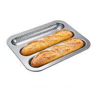 French Bread Pan - Non-Stick Perforated Baguette Mold | Homemade Long Roll Baking 3 Hole | Mini Loaf Pan Carbon Steel | For Home Kitchen Restaurant Apartment Commercial Refrigerator | Submarine Sourdo