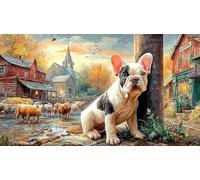 French-Bulldog 1000 Piezas Puzzle Educativo Papel Reciclado Juego Familiar Desafiante para Adultos 38x26/1000pcs