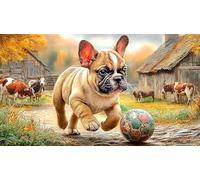French-Bulldog 1000 Piezas Puzzle para Adultos Juego desafiante Educativo Papel Reciclado para relajación y Regalos 38x26/1000pcs