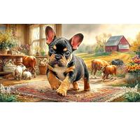 French-Bulldog 1000 Piezas Puzzle para Adultos Juego Educativo relajación Desafiante Papel Reciclado Idea de Regalo 38x26/1000pcs