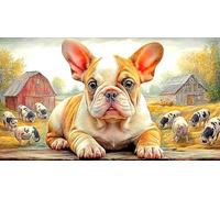 French-Bulldog 1000 Piezas Puzzle Reciclado Juego Familiar Divertido Desafiante para Adultos Decoración Mural 38x26/1000pcs