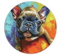 French Bulldog 1000 Piezas Redondo Creativo Innovador Rompecabezas Juego para Niños Adultos 1000pcs (67.5x67.5cm)
