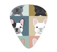 French Bulldog - 12 púas de guitarra, 3 grosores, incluye 0,46 mm, 0,71 mm, 0,96 mm, con caja de almacenamiento organizadora