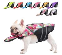 French Bulldog - Chaleco salvavidas profesional para perros para natación, flotabilidad superior y asa de rescate (contorno del pecho: 43.2 cm-76.2 cm, peso: 7.7-12.7 kg) (rosa)