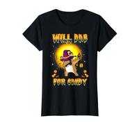 French Bulldog Dabbing Dog Will Dab for Candy Halloween Camiseta gráfica económica, Mujer, Negro, L