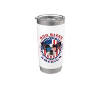 French Bulldog Dog Bless America Us Flag Sunglasses 4th July Vaso térmico de acero inoxidable de doble pared