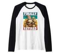 French Bulldog Dog Lover Gnome For Retro Dad Finally Retired Camiseta Manga Raglan