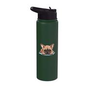 French Bulldog Dog Pug Puppy Black Frenchie Stainless Steel Insulated Water Bottle