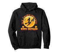 French Bulldog Dog Rides Shotgun Witch Broom Funny Halloween Sudadera con Capucha