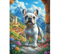 French Bulldog en Las Flores Puzzles 500 Piezas Portátil 3D Compacto Animal-Planta fantástico Rompecabezas Familiar para Toda La Familia Maquetas Educativas Construir Aliviar Estrés 500 PCS
