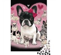 French Bulldog Family Love Puzzles Imposible,desafío para Adultos Juego Educativo 1000 Piezas Obra De Arte De Juego De para Adultos Y Niños Mayores De 12 Años 70x50cm/1000pcs
