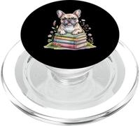 French Bulldog Frenchie Bookworm Flowers Book Reading Books PopSockets PopGrip para MagSafe