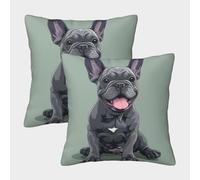 French Bulldog Funda De Cojín Cuadrada Suave Decorativo 2 Fundas Funda De Almohada Almohadas Fundas Para Salón, Dormitorio, Habitación Infantil, Cojines Sofa,Suave,hogar Fundas Cojin 40x40cm