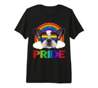 French Bulldog Gay Pride LGBT Rainbow Flag Sunglasses LGBTQ Camiseta Premium