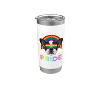 French Bulldog Gay Pride LGBT Rainbow Flag Sunglasses LGBTQ Vaso térmico de acero inoxidable de doble pared