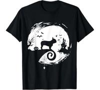 French Bulldog Halloween Costume Moon Silhouette Creepy T-Shirt Black XL