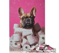 French Bulldog in Toilet Paper Mountain Frenchie Toilet Paper Poster Rompecabezas Imposible,desafío para Adultos Juego Educativo 1000 Piezas Obra De Arte De Juego De para Adultos Y Niños A Partir De