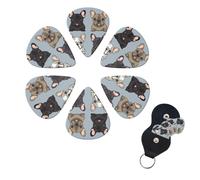 French Bulldog - Juego de 6 púas de celuloide de diferentes grosores con soporte para púas de guitarra, púas de guitarra personalizadas para guitarra acústica, guitarra eléctrica, bajo, ukelele