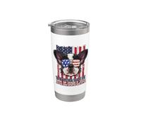 French Bulldog Merica 4th of July Dog Funny Patriotic Flag Vaso térmico de acero inoxidable de doble pared