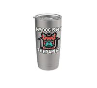 French Bulldog My Dog Is My Therapist Vaso térmico de acero inoxidable de doble pared