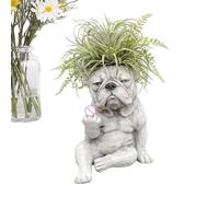 French Bulldog Planter - Resin 15x10cm | Dog Flower Pot | Cute Animal Plant Pot | Decorative Flower Planter For Indoor Outdoor Garden Balcony Desktop Home Decor Gift For Plant Lovers