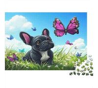 French Bulldog Puppy Rompecabezas 1000 Piezas, Coloridos Desafío Imposible Cartoon Animal Illustration Juego Familiar Adultos Regalo Navidad Decoración 38x26cm/1000pcs